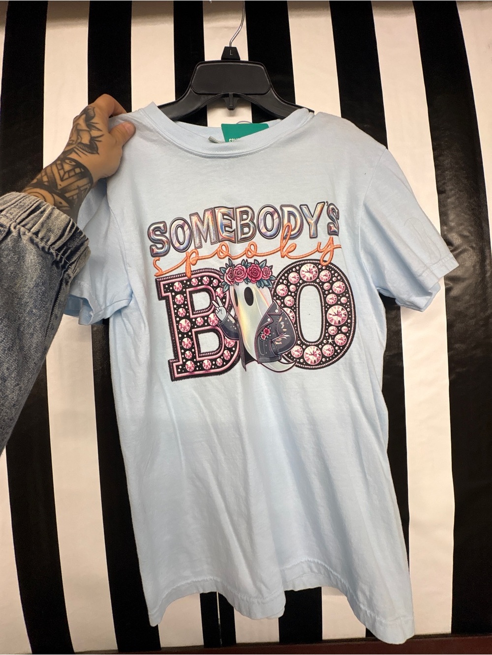 Somebody's Spoopy Boo Light Blue Graphic Tee